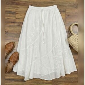 White Maxi Skirt 1X Plus Size Flowy Beachy Fall Western